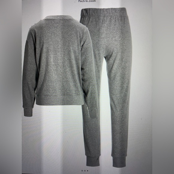 🆕Boston Proper Gray Pearl Embellished Jogger Set🩶 - Picture 3 of 13